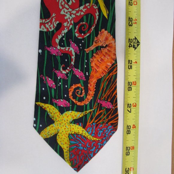 100% Silk Men's Tie by Rosetti Aquarium Theme 1F - Picture 4 of 7